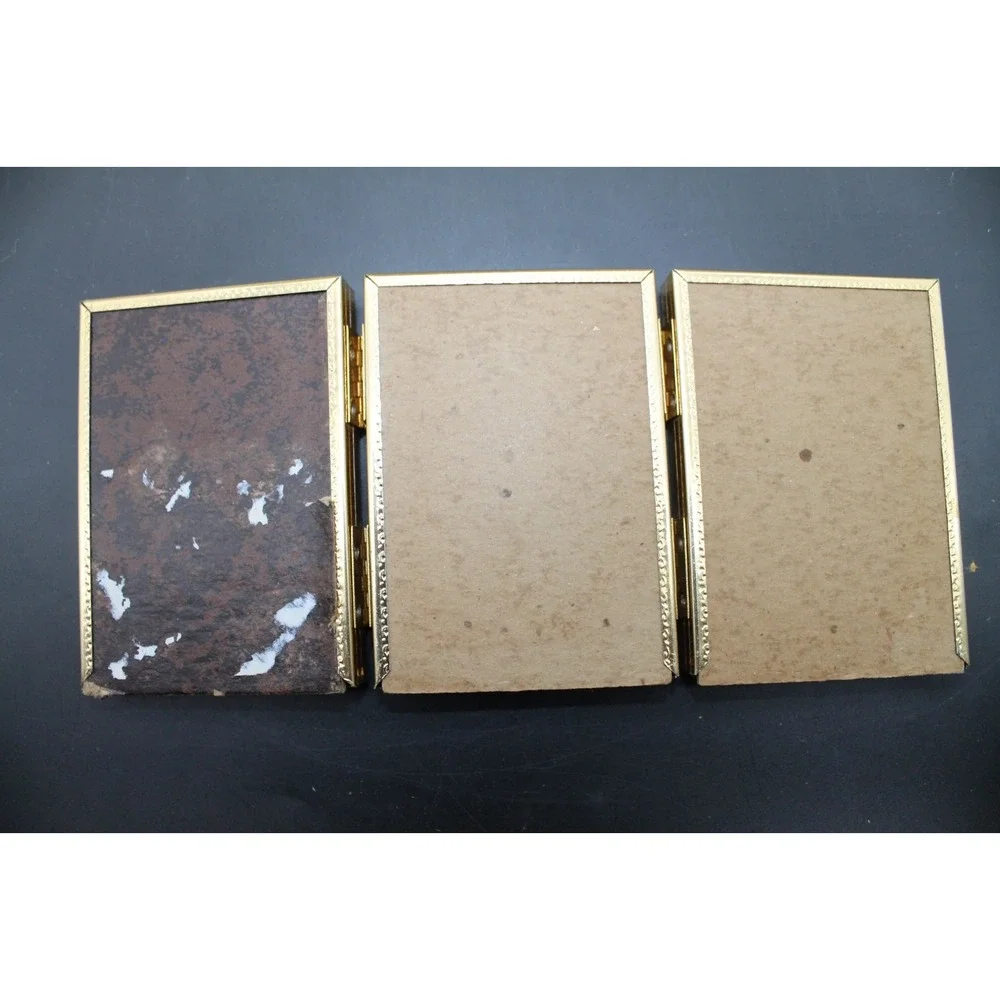 Vintage Brass Gold Tone Picture Frames Lot of 5 MCM Tabletop Hinged Mixed Sizes